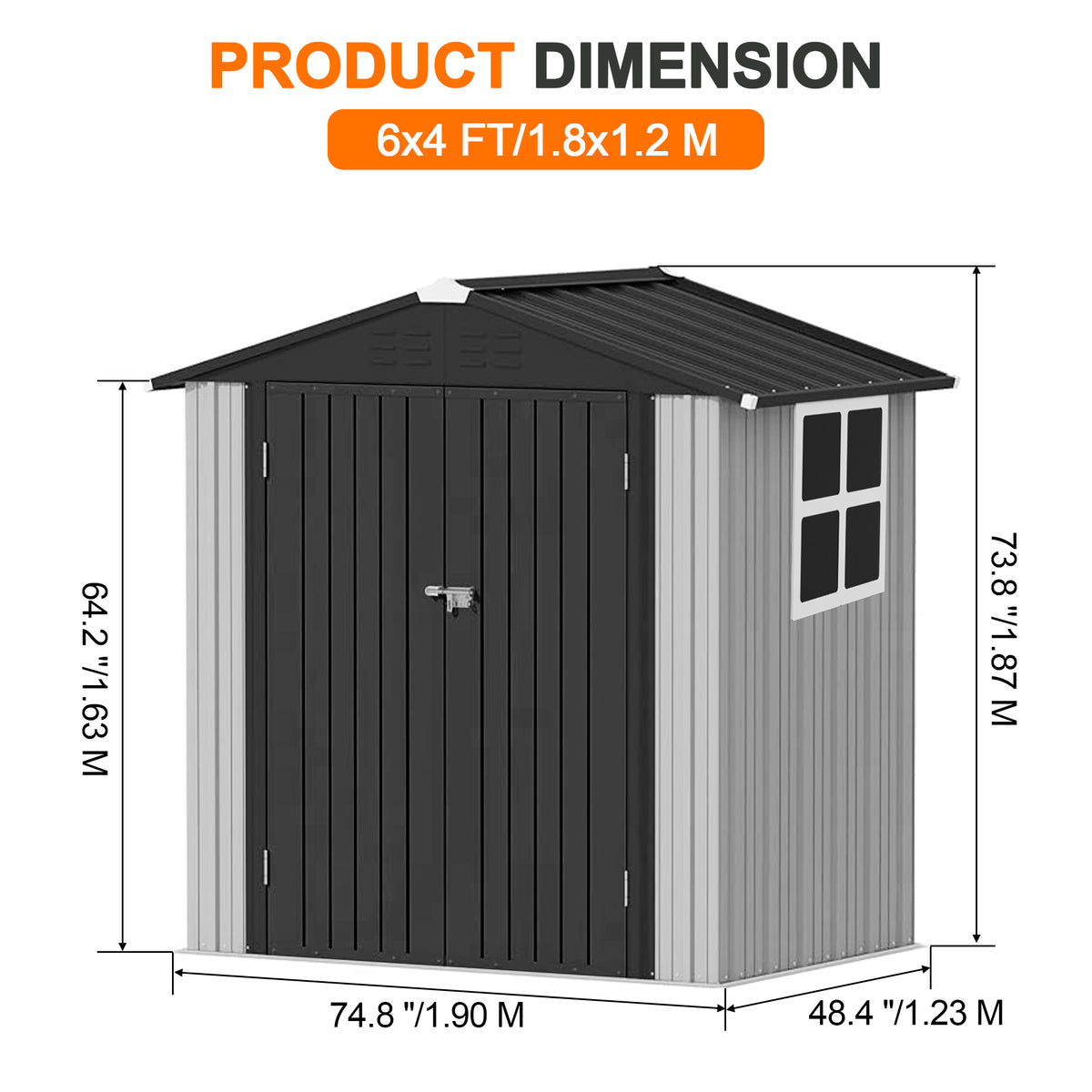 Patioslife YardVault Pro Heavy-Duty Galvanised Steel Garden Shed with Window & Lockable Door, Rust-Resistant Outdoor Tool Shed