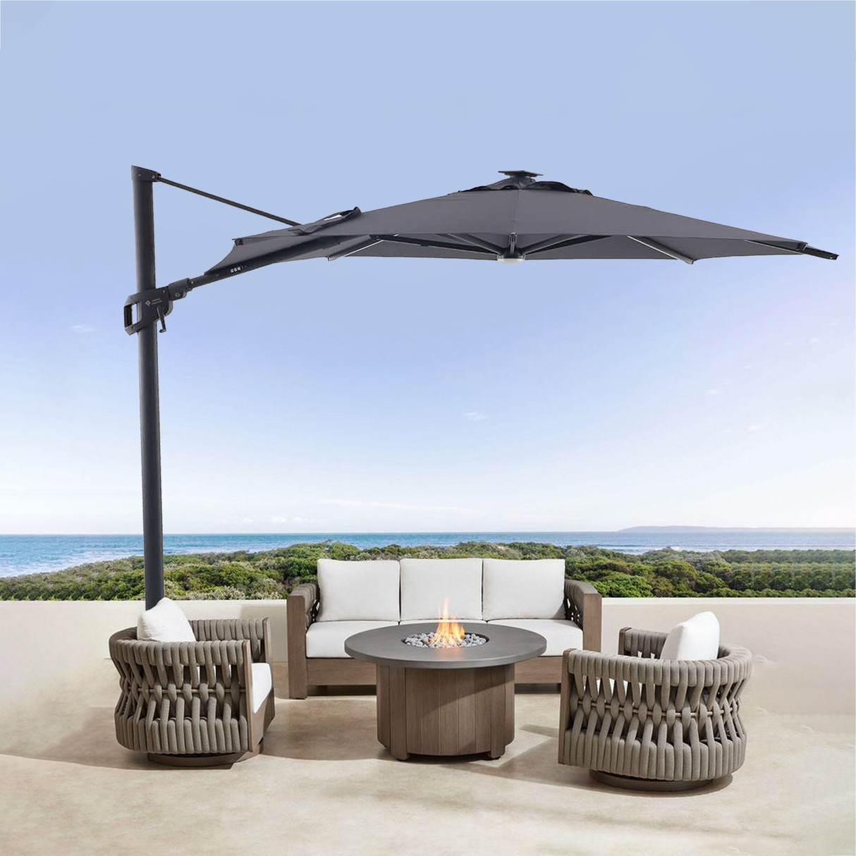Patioslife Alabaster™ | Cantilever Umbrella with Full 360° Rotation, Wind Resistant up to 64km/h, UV & Weather Protection for Patios, Balconies & Poolside Areas