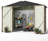 Patioslife Metal Garden Shed – Galvanised Steel Outdoor Storage Shed, All-Weather Backyard Storage Unit