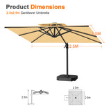 Patioslife Aegis Pro Cantilever Umbrella with Cross Base — Heavy-Duty Frame & Powder-Coated Aluminium Pole for Garden & Patio
