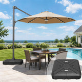 Patioslife Aegis Pro All-in-One Shade Round Cantilever Patio Umbrella with solar LED lights | Premium Cover | Large Base