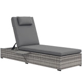 Patioslife Rattan Sun Lounger with 5-Level Adjustable Backrest & Side Tray