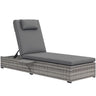 Patioslife Rattan Sun Lounger with 5-Level Adjustable Backrest & Side Tray