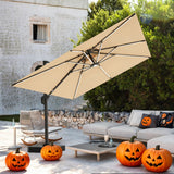 Patioslife Aegis Premium Cantilever Umbrella with LED Strip Lights, Fibreglass Ribs & Powder-Coated Aluminium Pole, Cover— Luxury Garden & Patio Shade
