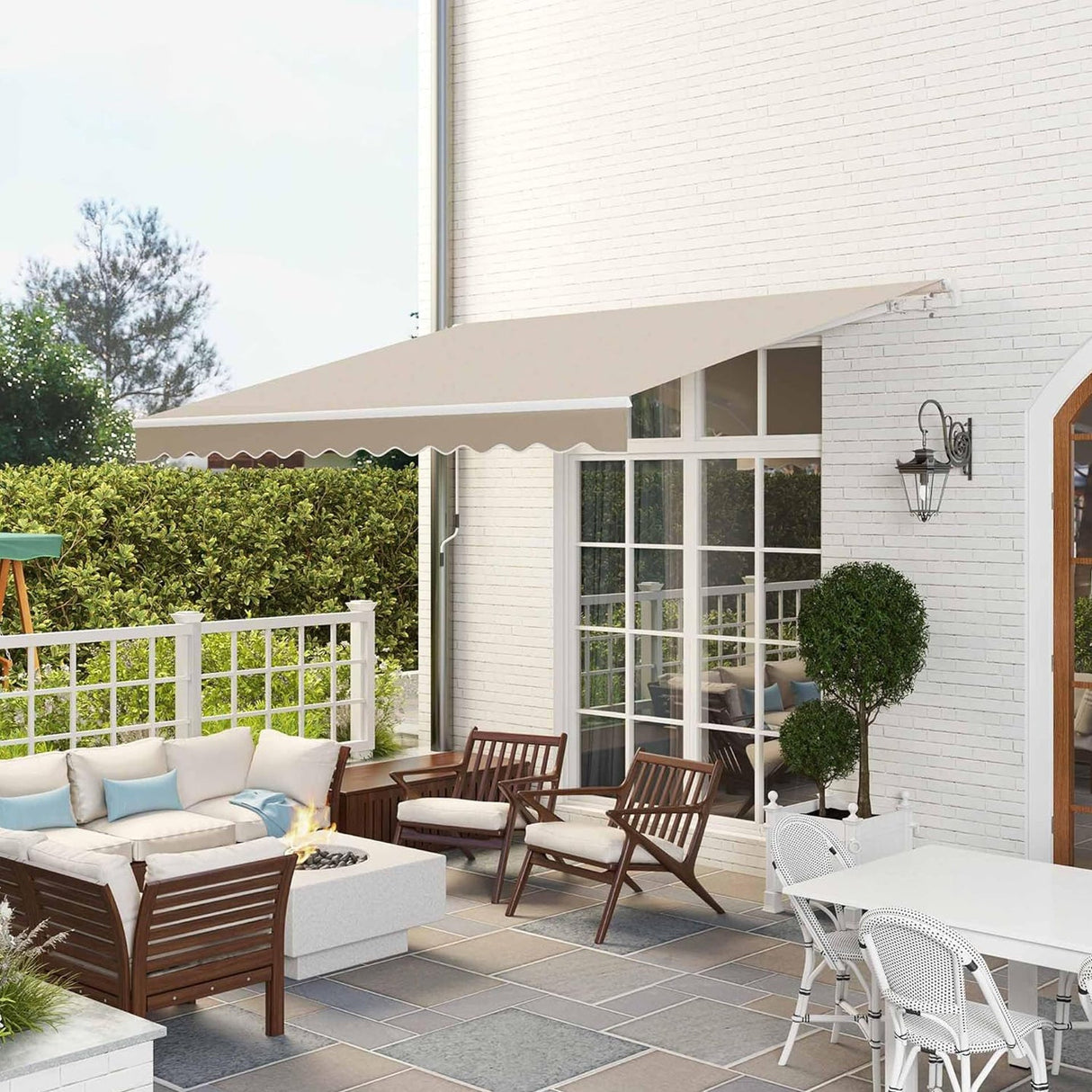 Retractable Awning Manual Crank, 2.5M x 2M, UV-Resistant Water-Repellent Canopy, Aluminum Frame for Balcony, Deck & Patio Use