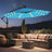 Patioslife 3m Diameter Solar LED Offset Hanging Market Cantilever Patio Umbrella, 2-Tier Canopy, for Backyard, Poolside, Lawn and Garden, UPF50+ UV Protection, Easy Tilt Crank, with Umbrella Cover and Base