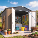 Patioslife Metal Garden Shed – Galvanised Steel Outdoor Storage Shed, All-Weather Backyard Storage Unit