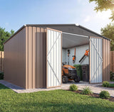 Patioslife Metal Garden Shed – Galvanised Steel Outdoor Storage Shed, All-Weather Backyard Storage Unit
