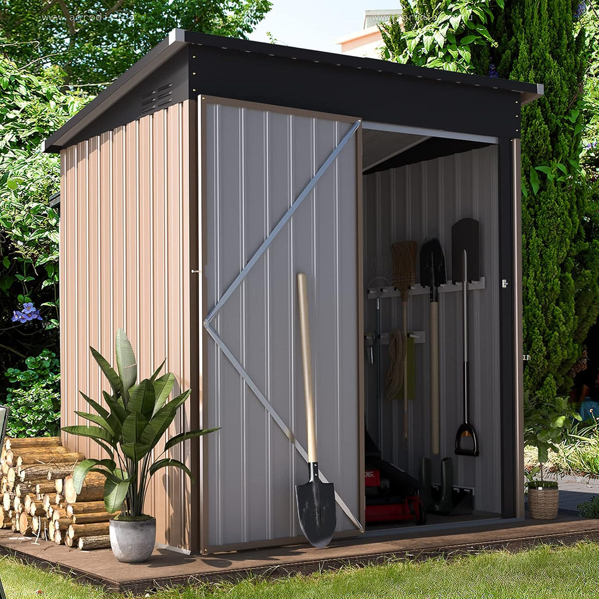 Patioslife Metal Garden Shed – Galvanised Steel Outdoor Storage Shed, All-Weather Backyard Storage Unit