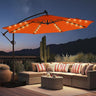 Patioslife 3m Diameter Solar LED Offset Hanging Market Cantilever Patio Umbrella, 2-Tier Canopy, for Backyard, Poolside, Lawn and Garden, UPF50+ UV Protection, Easy Tilt Crank, with Umbrella Cover and Base