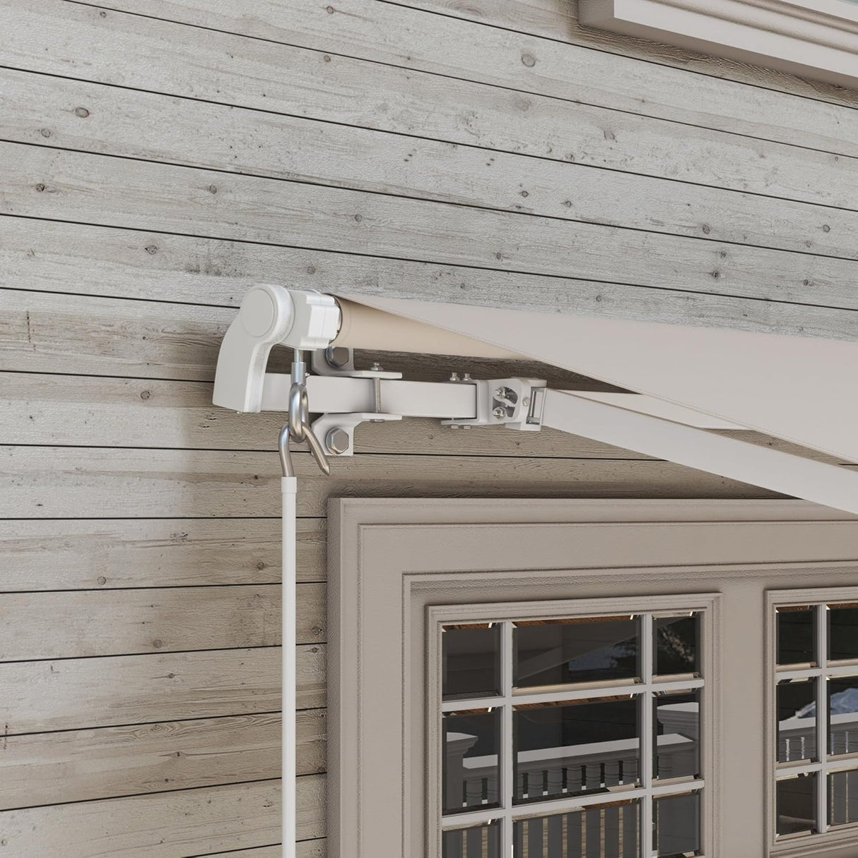 Retractable Awning Manual Crank, 2.5M x 2M, UV-Resistant Water-Repellent Canopy, Aluminum Frame for Balcony, Deck & Patio Use