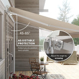 Retractable Awning Manual Crank, 2.5M x 2M, UV-Resistant Water-Repellent Canopy, Aluminum Frame for Balcony, Deck & Patio Use