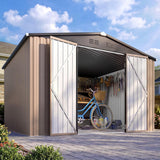 Patioslife Metal Garden Shed – Galvanised Steel Outdoor Storage Shed, All-Weather Backyard Storage Unit