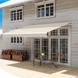 Retractable Awning Manual Crank, 2.5M x 2M, UV-Resistant Water-Repellent Canopy, Aluminum Frame for Balcony, Deck & Patio Use