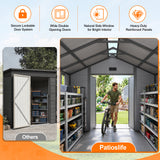 Patioslife YardVault Resin Garden Storage Shed with Bulid-in Floor, Lock & Window