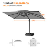 Patioslife Aegis Pro Cantilever Umbrella with Cross Base — Heavy-Duty Frame & Powder-Coated Aluminium Pole for Garden & Patio
