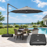 Patioslife Aegis Pro All-in-One Shade Round Cantilever Patio Umbrella with solar LED lights | Premium Cover | Large Base