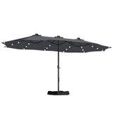 Patioslife Horizon Haven™ 4.6x2.7m Double-Sided Patio Umbrella with LED Lights base and cover