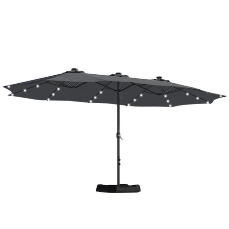 Patioslife Horizon Haven™ 4.6x2.7m Double-Sided Patio Umbrella with LED Lights base and cover