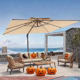 Patioslife Aegis Premium Cantilever Umbrella with LED Strip Lights, Fibreglass Ribs & Powder-Coated Aluminium Pole, Cover— Luxury Garden & Patio Shade