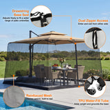 Patioslife Umbrella Mosquito Net with Dual Zipper & Adjustable Drawstring
