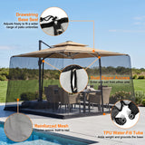 Patioslife Cantilever Umbrella Mosquito Net – Zip-Entry Mesh Screen with Weighted Base, Fits 2.5–4m Umbrellas