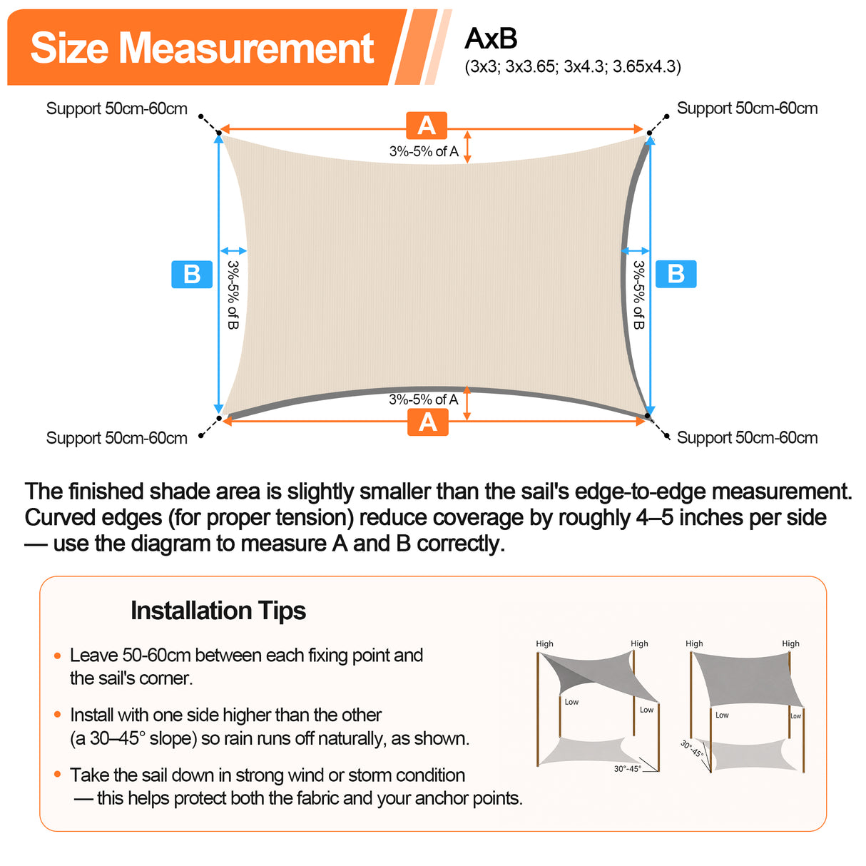 Patioslife Shade Sail – UV Protection, Reinforced Edges & Durable D-Rings for Patio, Garden, Deck & Pool