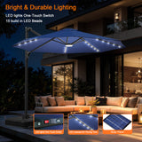 Patioslife Aegis Pro All-in-One Shade Round Cantilever Patio Umbrella with solar LED lights | Premium Cover | Large Base