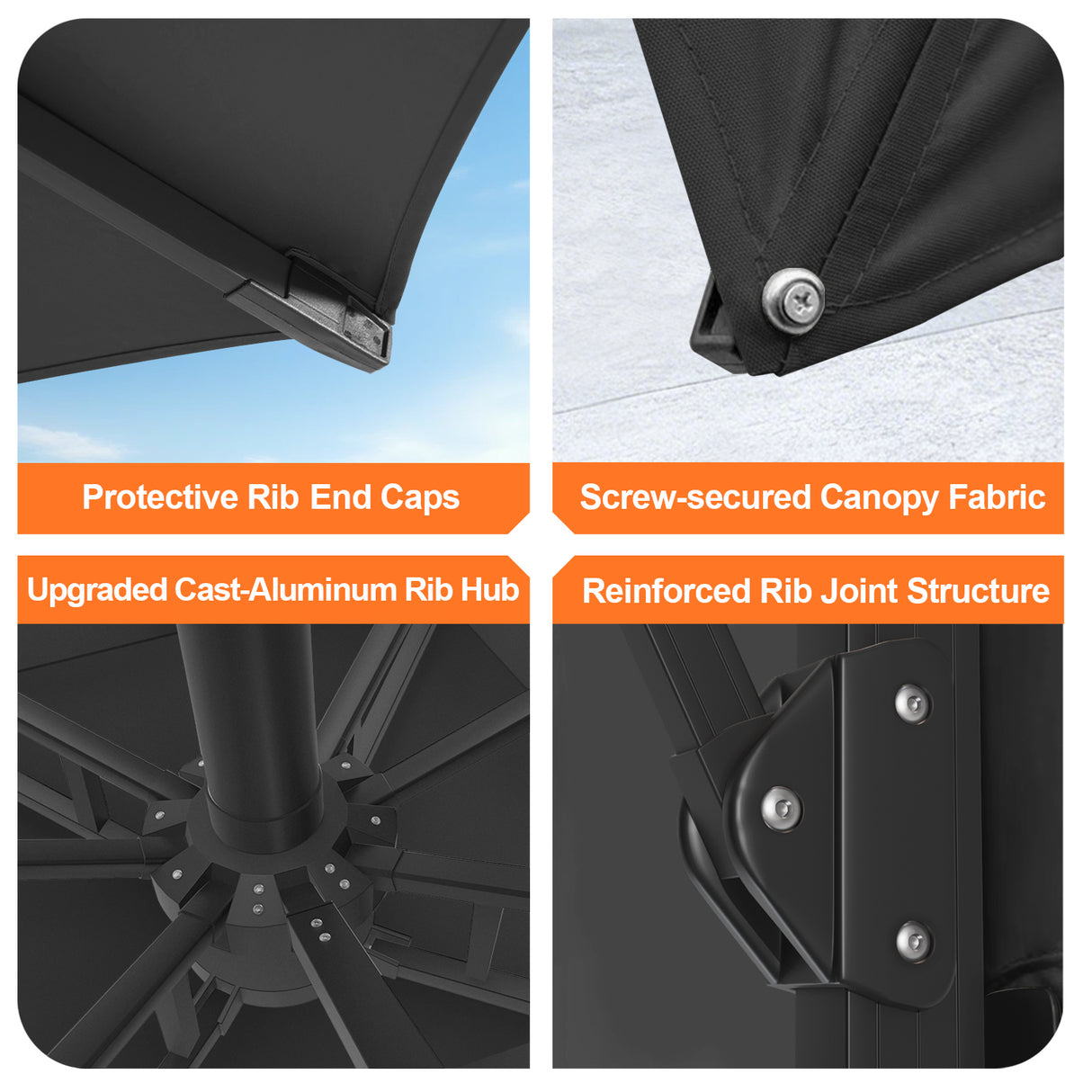 Patioslife Aegis Signature Rotating Cantilever Patio Umbrella with Adjustable Tilt | Large Outdoor Shade Umbrella for Garden, Deck & Poolside,  Includes Free Premium Cover
