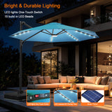 Patioslife Aegis Pro All-in-One Shade Round Cantilever Patio Umbrella with solar LED lights | Premium Cover | Large Base
