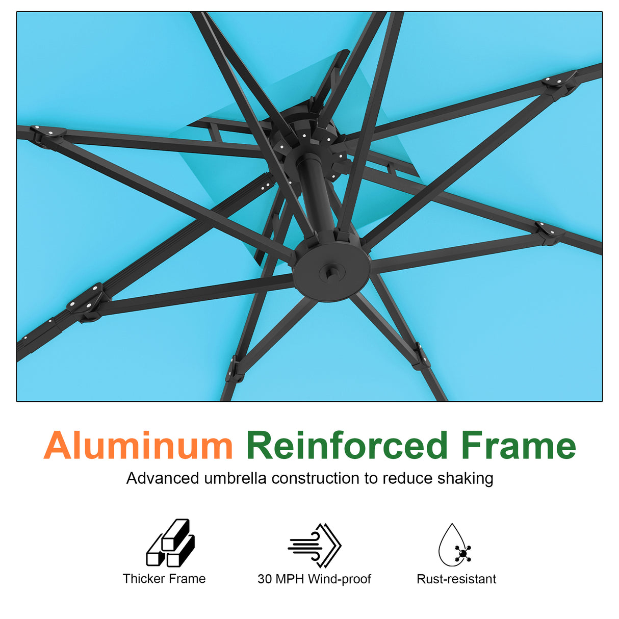 Patioslife Aegis Pro Cantilever Umbrella with Cross Base — Heavy-Duty Frame & Powder-Coated Aluminium Pole for Garden & Patio