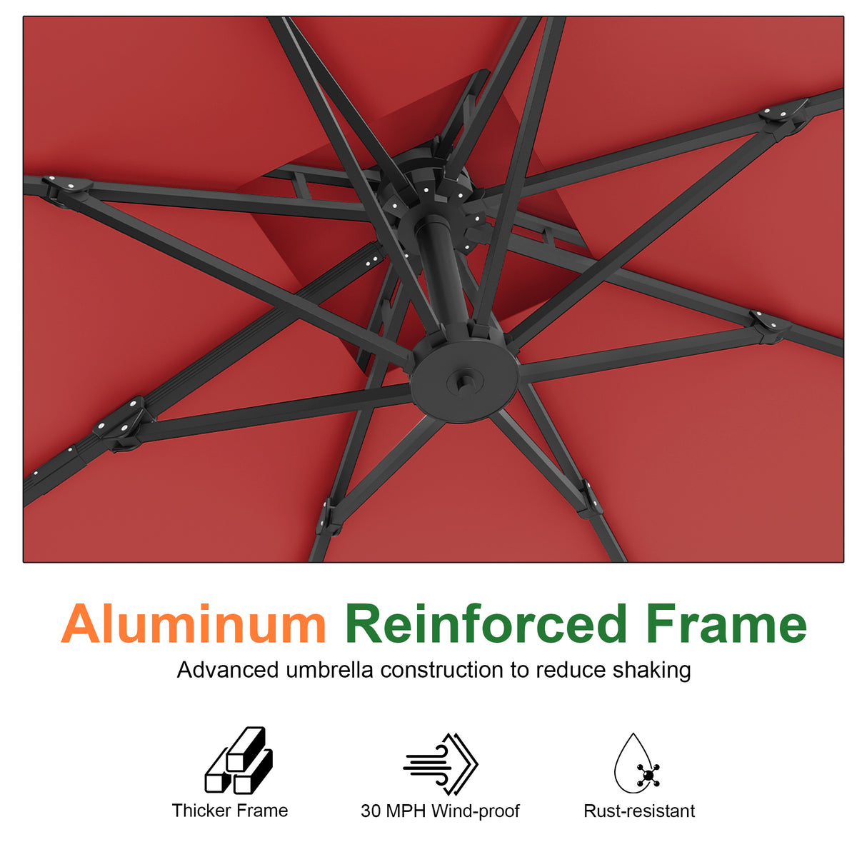 Patioslife Aegis Pro Cantilever Umbrella with Cross Base — Heavy-Duty Frame & Powder-Coated Aluminium Pole for Garden & Patio