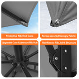 Patioslife Aegis Signature Rotating Cantilever Patio Umbrella with Adjustable Tilt | Large Outdoor Shade Umbrella for Garden, Deck & Poolside,  Includes Free Premium Cover