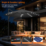 Patioslife Aegis Pro All-in-One Shade Round Cantilever Patio Umbrella with solar LED lights | Premium Cover | Large Base