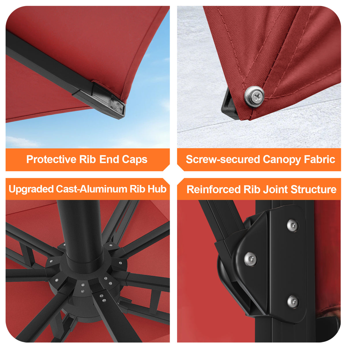 Patioslife Aegis Premium Cantilever Umbrella with Full-Rib LED Strip Lighting, Fibreglass Ribs, Powder-Coated Aluminium Pole— Luxury Garden & Patio Shade