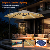 Patioslife Aegis Pro All-in-One Shade Round Cantilever Patio Umbrella with solar LED lights | Premium Cover | Large Base