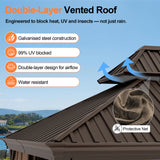 Patioslife 3.0 x 3.65m Luxury Haven Coastal Hardtop Gazebo | Designed for Australian Outdoor Conditions with 120×120mm Aluminium Posts, Drainage Gutters, Double Vented Roof & Curtains