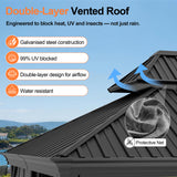 Patioslife Luxury Haven Coastal Hardtop Gazebo | Designed for Australian Outdoor Conditions with 120×120mm Aluminium Posts, Drainage Gutters, Double Vented Roof & Curtains