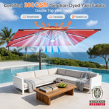 Patioslife Aegis Premium Cantilever Umbrella with Full-Rib LED Strip Lighting, Fibreglass Ribs, Powder-Coated Aluminium Pole— Luxury Garden & Patio Shade