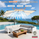 Patioslife Aegis Premium Cantilever Umbrella with Full-Rib LED Strip Lighting, Fibreglass Ribs, Powder-Coated Aluminium Pole— Luxury Garden & Patio Shade