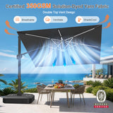 Patioslife Aegis Signature Rotating Cantilever Patio Umbrella with Adjustable Tilt | Large Outdoor Shade Umbrella for Garden, Deck & Poolside,  Includes Free Premium Cover