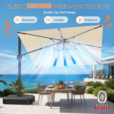 Patioslife Aegis Signature Rotating Cantilever Patio Umbrella with Adjustable Tilt | Large Outdoor Shade Umbrella for Garden, Deck & Poolside,  Includes Free Premium Cover