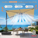 Patioslife Aegis Signature Rotating Cantilever Patio Umbrella with Adjustable Tilt | Large Outdoor Shade Umbrella for Garden, Deck & Poolside,  Includes Free Premium Cover