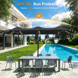 Patioslife Aegis Premium 4.6m Motorized Cantilever Patio Umbrella — Double-Sided, Remote Control, UPF 50+, Solar LED Lights & Windproof Frame