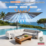 Patioslife Aegis Premium Cantilever Umbrella with Full-Rib LED Strip Lighting, Fibreglass Ribs, Powder-Coated Aluminium Pole— Luxury Garden & Patio Shade