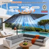 Patioslife Aegis Pro Cantilever Umbrella with LED Lights, Reinforced & Powder-Coated Aluminium Ribs and Pole — Perfect for Garden & Patio