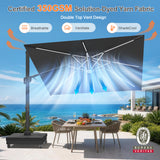 Patioslife Aegis Signature Rotating Cantilever Patio Umbrella with Adjustable Tilt | Large Outdoor Shade Umbrella for Garden, Deck & Poolside,  Includes Free Premium Cover