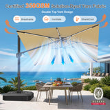 Patioslife Aegis Signature Rotating Cantilever Patio Umbrella with Adjustable Tilt | Large Outdoor Shade Umbrella for Garden, Deck & Poolside,  Includes Free Premium Cover