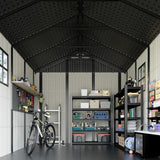 Premium Garden Shed with Floor Patioslife Kick-it ProLock™ Tool-Free Snap-Lock Resin – Weatherproof Outdoor Storage Shed with Floor, UV Resistant, Lockable Backyard Tool Shed for Tools, Bikes & Lawn Mower