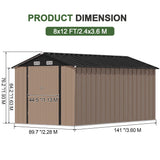 Patioslife Metal Garden Shed – Galvanised Steel Outdoor Storage Shed, All-Weather Backyard Storage Unit